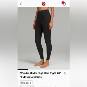 lululemon wunder under 28”